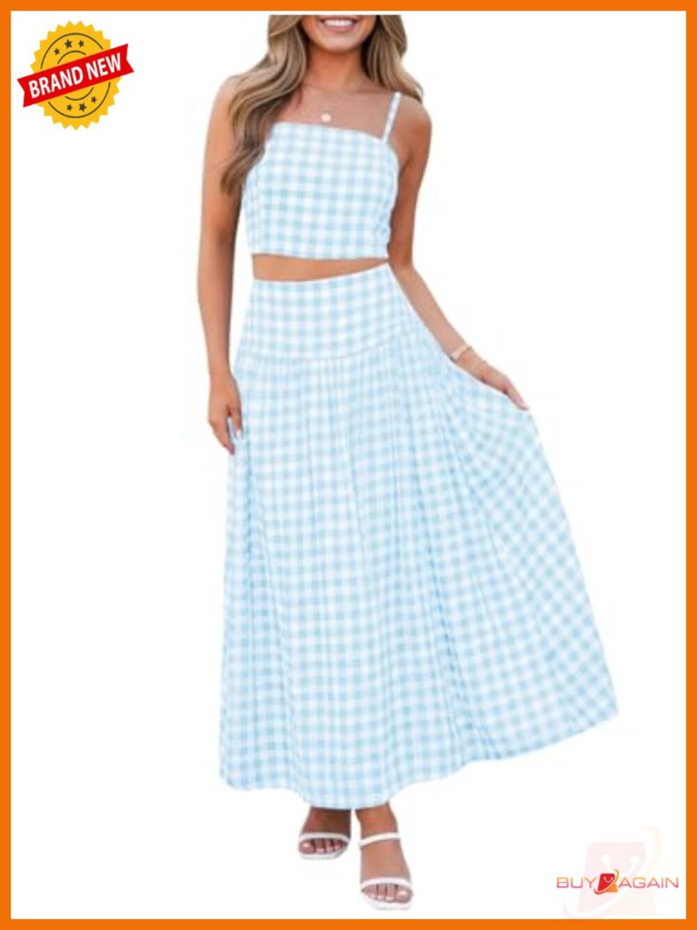 2 Piece Crop Tank Top and A-Line Midi Skirt Set